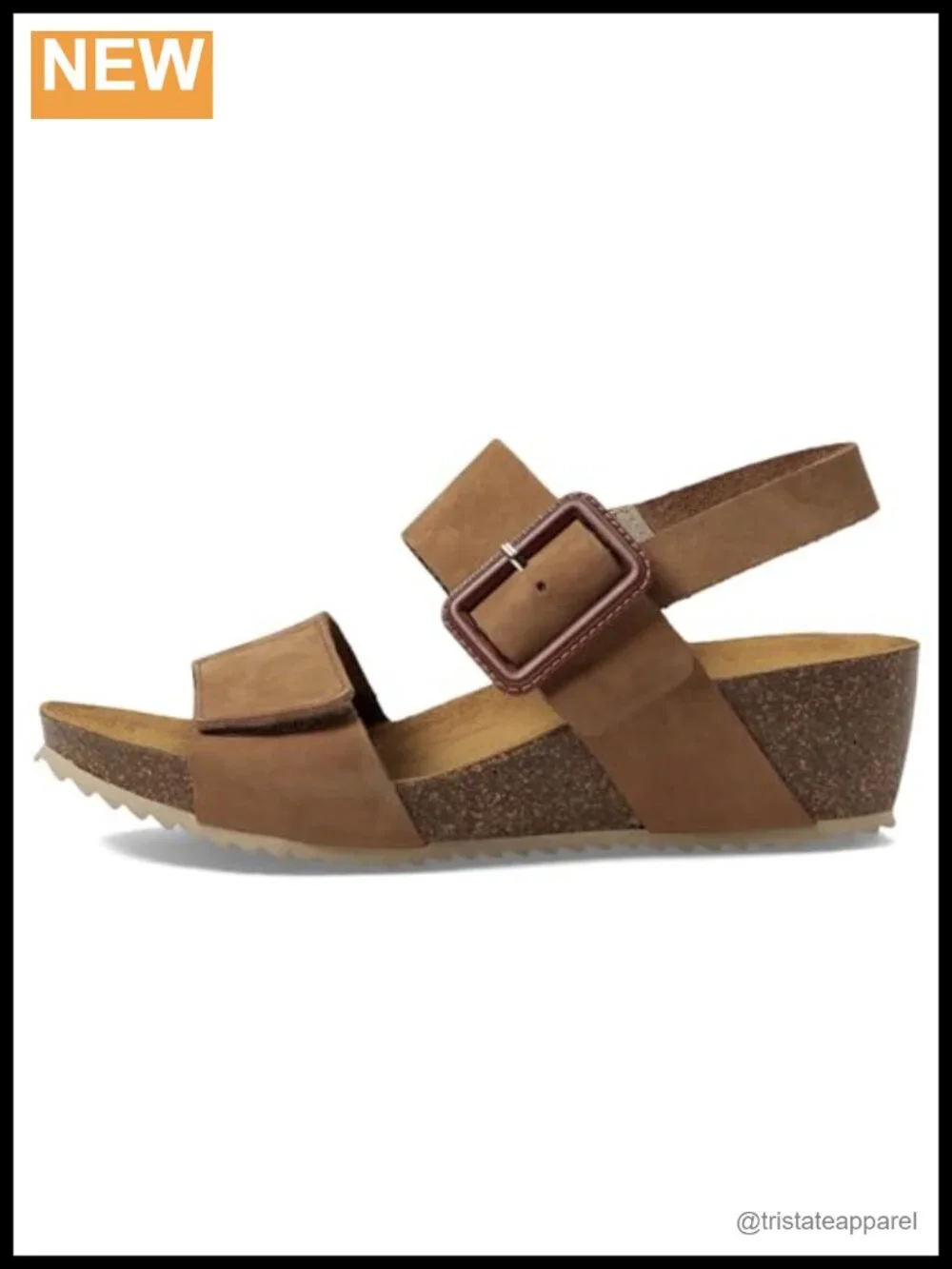Eric Michael Lake Wedge Sandal Leather Cushioned Footbed Slingback Buckle Casual